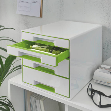 POJEMNIK Z SZUFLADAMI 287X363X270MM LEITZ WOW CUBE 52132054 ZIELONY 4 SZUFLADY