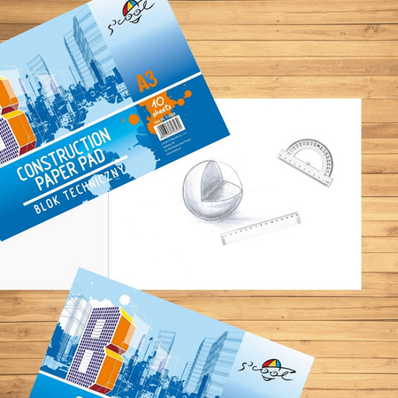 BLOK TECHNICZNY A3 S'COOL BIAŁY 10KART