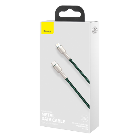 Kabel USB-C do Lightning Baseus Cafule, PD, 20W, 1m (zielony)