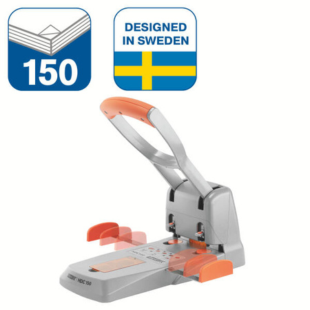 DZIURKACZ RAPID SUPREME HDC150/2 SREBRNY, POMARAŃCZOWY 150 KARTEK 2 OTW. 80 MM