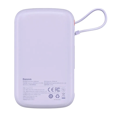 Powerbank Baseus Qpow Pro z kablem Lightning, USB-C, USB, 10000mAh, 20W (fioletowy)
