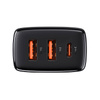 ŁADOWARKA SIECIOWA BASEUS COMPACT QUICK CHARGER, 2XUSB, USB-C, PD, 3A, 30W (CZARNA)