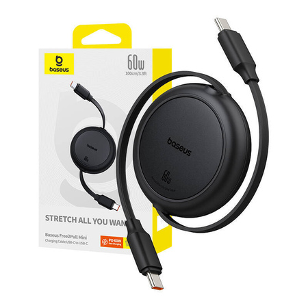 KABEL USB BASEUS FREE2PULL MINI USB-C DO USB-C, 60W, 1, (CZARNY)