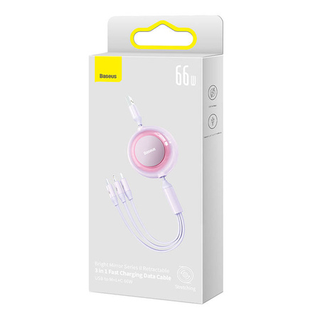 Kabel BASEUS Bright Mirror 3 USB-A-micro USB/Lightning/USB-C 1.1m (fioletowy)