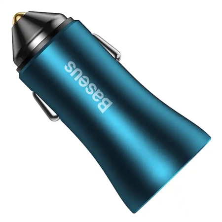 Ładowarka samochodowa Baseus Golden Contactor Max, 2x USB, 60W (niebieska)