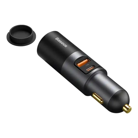 Ładowarka samochodowa Baseus Share Together Fast z gniazdem zapalniczki, 2x USB, 120W (szara)