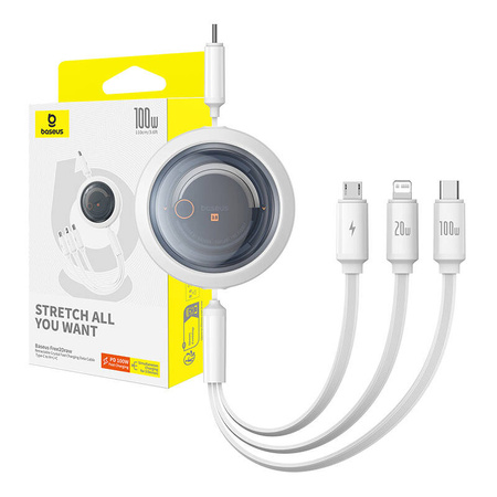 Kabel BASEUS Free2Draw USB-C-3w1 1.1m (biały)