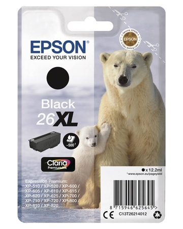 TUSZ ORYGINALNY EPSON T2621 C13T26214012 CZARNY 12,2 ML