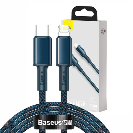 KABEL USB-C DO LIGHTNING BASEUS HIGH DENSITY BRAIDED, 20W, 5A, PD, 2M (NIEBIESKI)