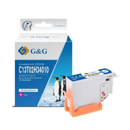 G&G KOMPATYBILNY INK / TUSZ Z C13T02H34010, MAGENTA, NP-E-0202XLM, DLA EPSON XP-6000, XP-6005