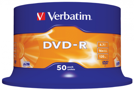PŁYTA DVD-R 4,7GB 16X VERBATIM 43548 CAKE 50 SZT.