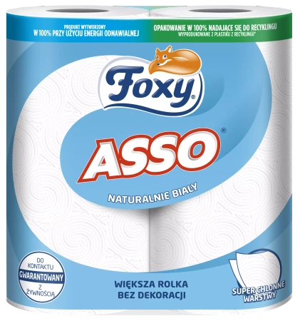 RĘCZNIK PAPIEROWY DWUWARSTWOWY CELULOZOWY FOXY ASSO BIAŁY 52 LISTKI 2 SZT