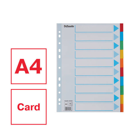 PRZEKŁADKI A4 ESSELTE 100193 MIX KARTON 160G 10SZT
