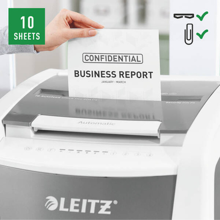 NISZCZARKA P-5 A4 LEITZ IQ OFFICE PRO 600 80180000 10 KARTEK 2X15MM 110 LITRÓW