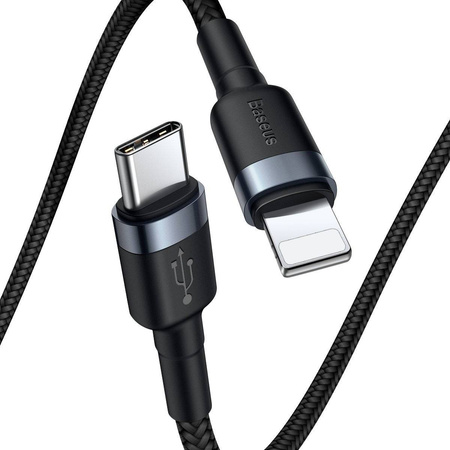 KABEL USB-C DO LIGHTNING PD BASEUS CAFULE, 18W, 1M (CZARNO-SZARY)