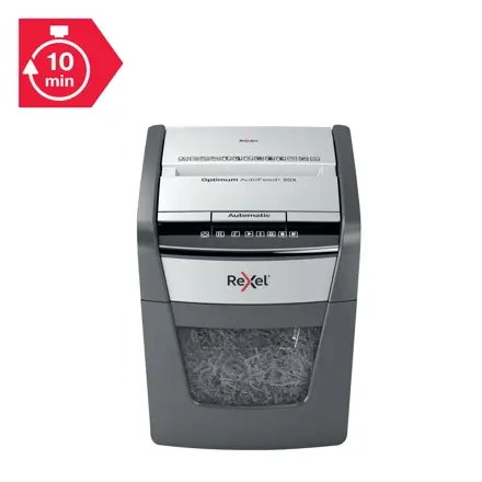 NISZCZARKA A4 REXEL OPTIMUM AUTOFEED+ 50X 2020050XEU CZARNA 50 KRT ŚCINKI 4X28MM 20 LITRÓW