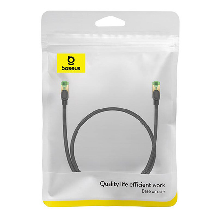 KABEL SIECIOWY W OPLOCIE KAT. 8 BASEUS ETHERNET RJ45, 40GBPS, 0,5M (CZARNY)
