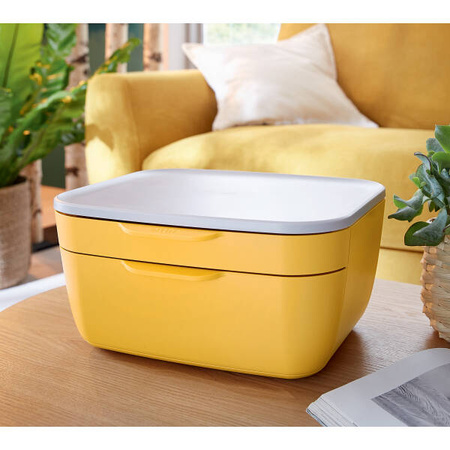 POJEMNIK Z SZUFLADAMI 251X275X143MM LEITZ COSY 53570019 CIEPŁY ŻÓŁTY 2 SZUFLADY
