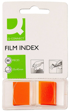 ZAKŁADKI INDEKSUJĄCE FOLIOWE 25,4X43,7MM Q-CONNECT POMARAŃCZOWE 50 SZT