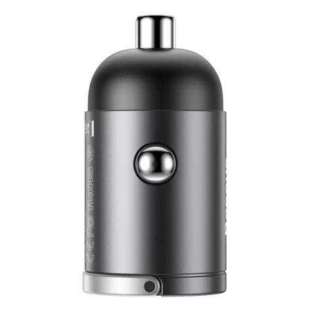 Mini ładowarka samochodowa Baseus Tiny Star, USB, QC 3.0, 30W (szara)
