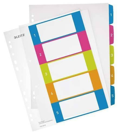 Przekładki 1-5 A4 LEITZ WOW numeryczne 12410000 plastikowe