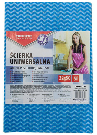 ŚCIERECZKA WISKOZOWA UNIWERSALNA OFFICE PRODUCTS MIX KOLORÓW 32X50CM 5 SZT