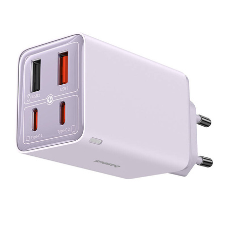ŁADOWARKA SIECIOWA BASEUS GAN6 PRO, 2XUSB-C + 2XUSB, 65W (FIOLETOWA)