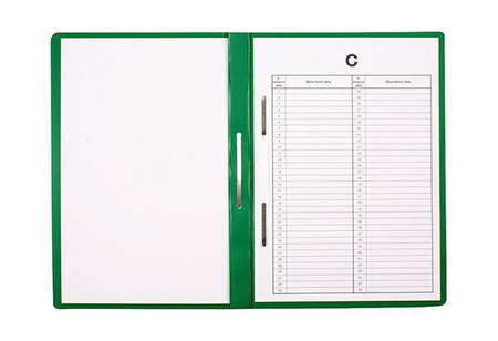 Skoroszyt plastikowy z perforacją A4 BIUR-FOL ST-23-02 zielony PVC 10szt