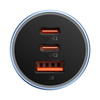 Ładowarka samochodowa Baseus Golden Contactor Pro, 2x USB-C, 1x USB, 65W (niebieska)