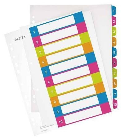 Przekładki 1-10 A4 LEITZ WOW numeryczne 12430000 plastikowe
