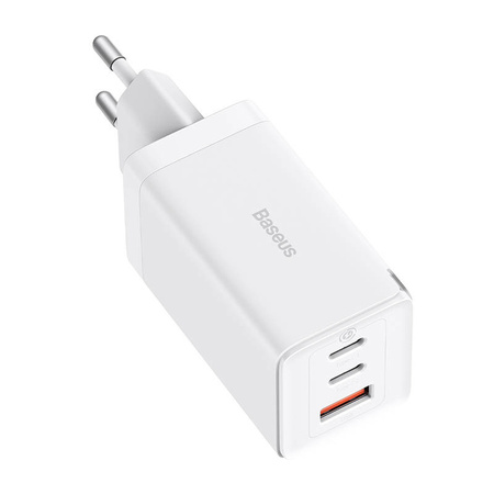 ŁADOWARKA SIECIOWA BASEUS GAN5 PRO 2XUSB-C + USB, 65W (BIAŁA)