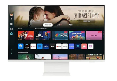 SAMSUNG MONITOR 32 CALE SMART M80D VA 3840X2160 UHD 16:9 1XHDMI 1XUSB-C (65W) 2XUSB 2.0 4MS WIFI/BT HAS+PIV WEBCAM GŁOŚNIKI PŁASKI BIAŁY 2YD2D