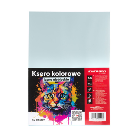 PAPIER KSERO KOLOR A4 EMERSON JASNY NIEBIESKI 80G 50 ARK