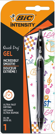 DŁUGOPIS ŻELOWY BIC INTENSITY QUICK DRY 964764 CZARNY 0.7MM BLISTER
