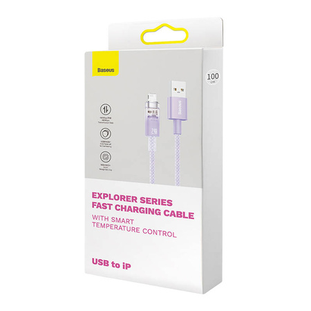 KABEL SZYBKO ŁADUJĄCY BASEUS USB-A DO LIGHTNING EXPLORER SERIES 2M, 2.4A (FIOLETOWY)