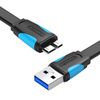 PŁASKI KABEL USB 3.0 A DO MICRO B VENTION VAS-A12-B025 0,25M CZARNY