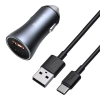Ładowarka samochodowa Baseus Golden Contactor Pro, USB + USB-C, QC4.0+, PD, SCP, 40W (szara) + kabel USB do USB-C 1m (czarny)