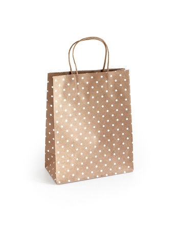 TOREBKA NA PREZENTY 25X10X20CM ARGO 257004 CIEMNOBEŻOWA SREBRNE KROPKI PAPIER KRAFT 5SZT