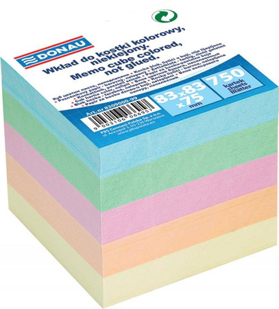 KOSTKA BIUROWA NIEKLEJONA 83X83X75MM DONAU MIX KOLORÓW
