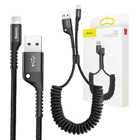 Kabel BASEUS Spring USB-A-Lightning 1m sprężynowy (czarny)