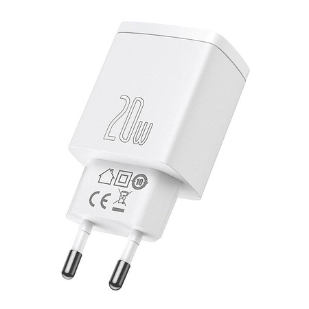 Ładowarka sieciowa BASEUS Compact Quick Charger 20W USB-A+USB-C (biała)