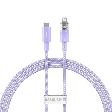 KABEL SZYBKO ŁADUJĄCY BASEUS USB-C DO LIGHTNING  EXPLORER SERIES 1M, 20W (FIOLETOWY)