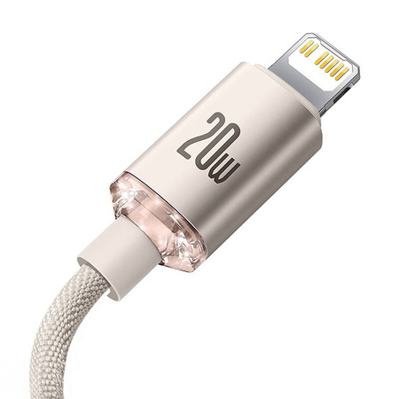 KABEL USB-C DO IP BASEUS CRYSTAL SHINE,  20W, 1.2M (RÓŻOWY)