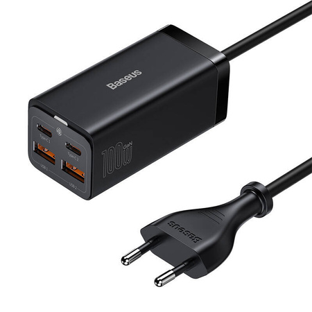 ŁADOWARKA SIECIOWA BASEUS GAN3 PRO 2XUSB-C + 2XUSB, 100W (CZARNA)
