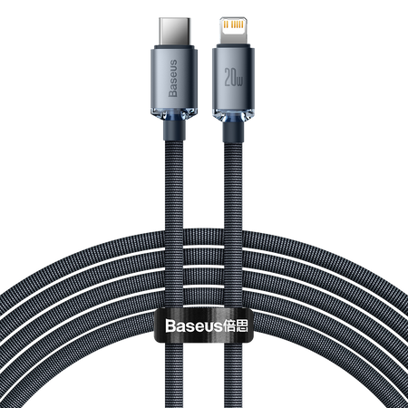 KABEL USB-C DO LIGHTNING BASEUS CRYSTAL SHINE, 20W, PD, 2M (CZARNY)