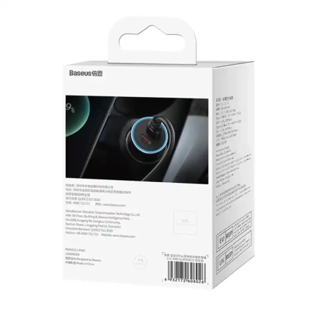 ŁADOWARKA SAMOCHODOWA BASEUS GOLDEN CONTACTOR PRO, 2X USB-C, 40W (SZARA)