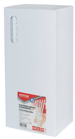 GRZBIET PLASTIKOWY 14MM (125 KARTEK) OFFICE PRODUCTS BIAŁY 100 SZT.