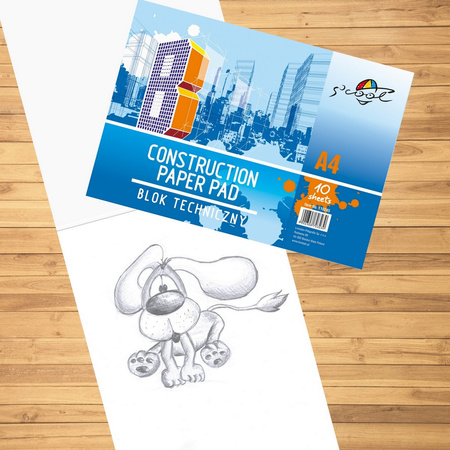 BLOK TECHNICZNY A4 S'COOL BIAŁY 10KART