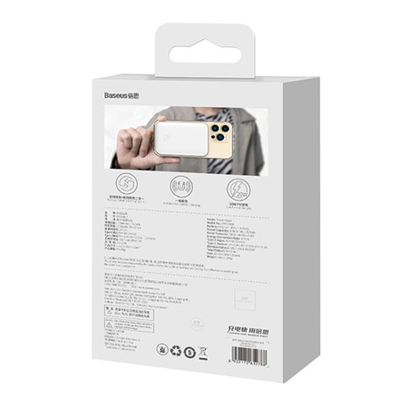 POWERBANK MAGNETYCZNY BASEUS MAGNETIC MINI 10000MAH, USB-C 20W MAGSAFE (BIAŁY)