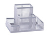 PRZYBORNIK NA BIURKO 153X103X100MM Q-CONNECT OFFICE SET SREBRNY METALOWA SIATKA